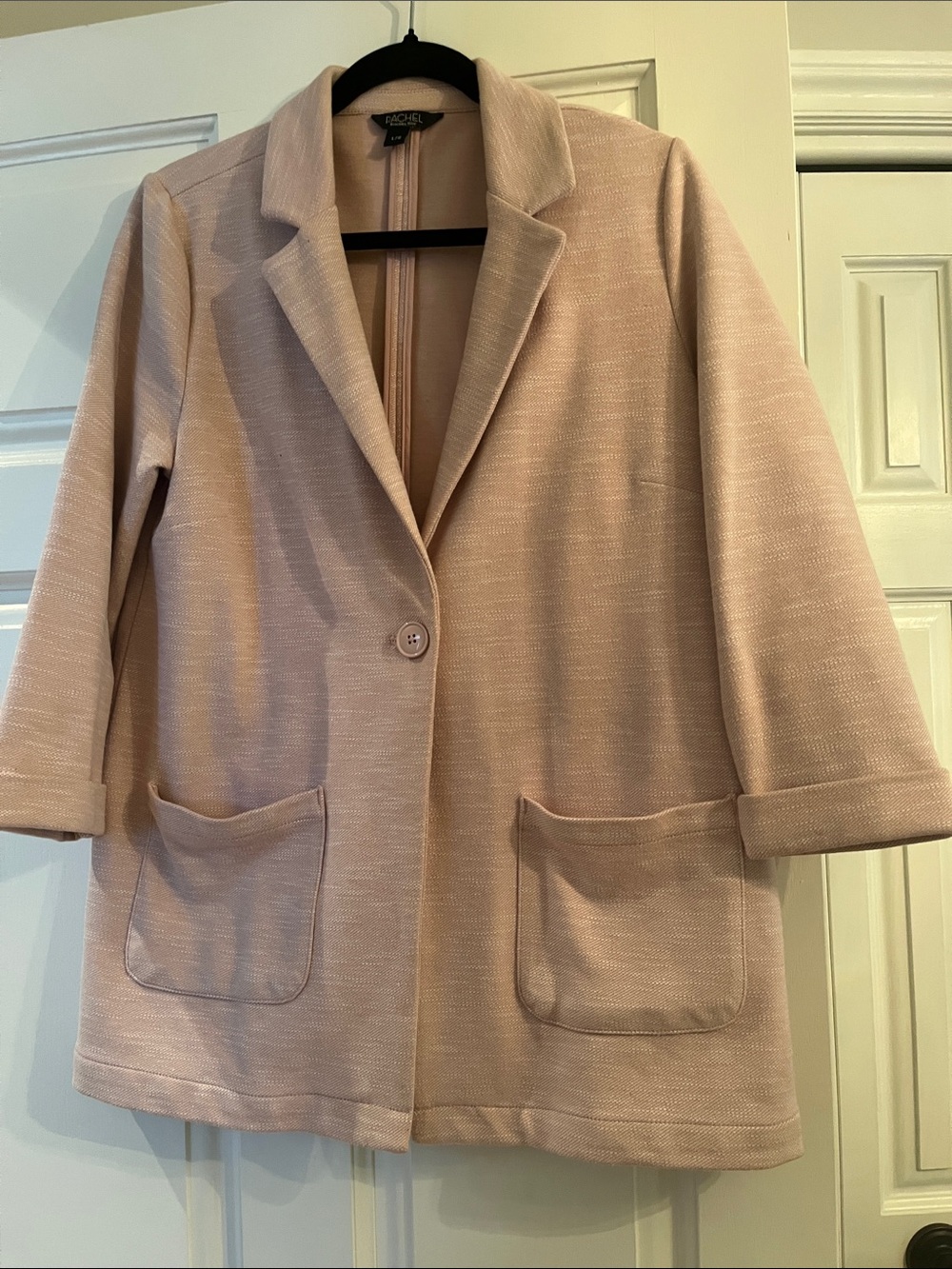 RACHEL Rachel Roy Blush Pink Single-Button Knit Blazer